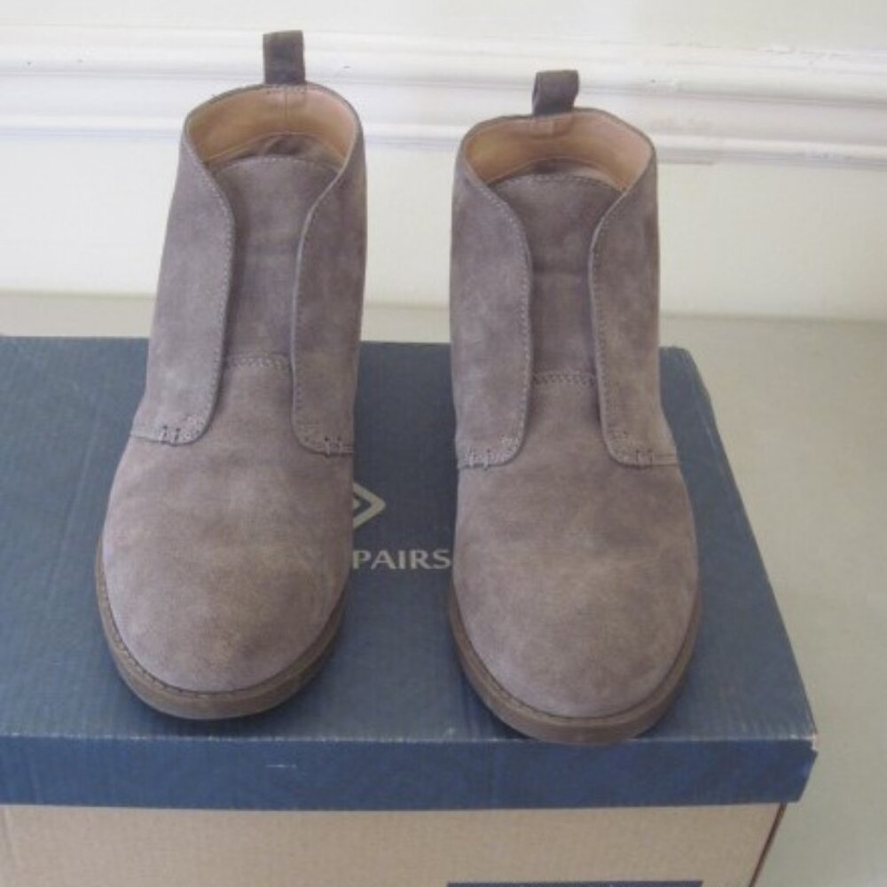 FRANCO SARTO~Womens Botties Size 8M~Gray Suede Leather~Ilena Block Heel~Slip On